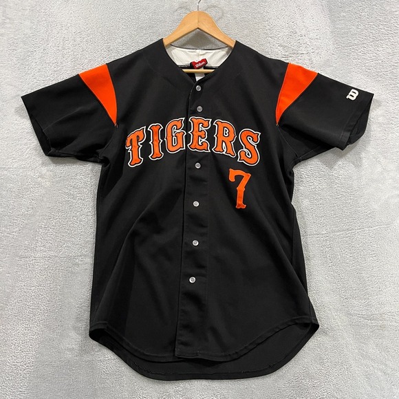 Vintage 90s Detroit Tigers Jersey Mens‎ M? MLB Baseball Black Orange Y2K 7